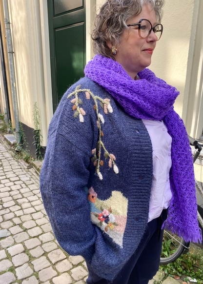 Donkerblauw vest (handgeborduurd) - maat XL/XXL