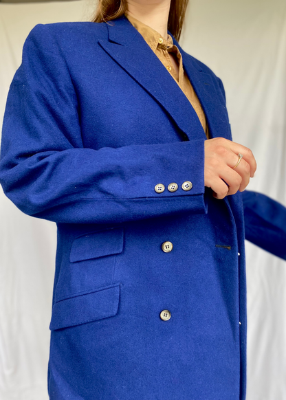 Royal blue wollen blazer - maat L/XL