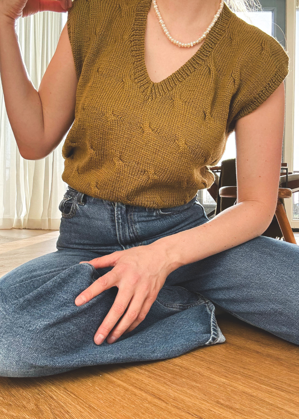 Mosterd groen spencer - maat S/M