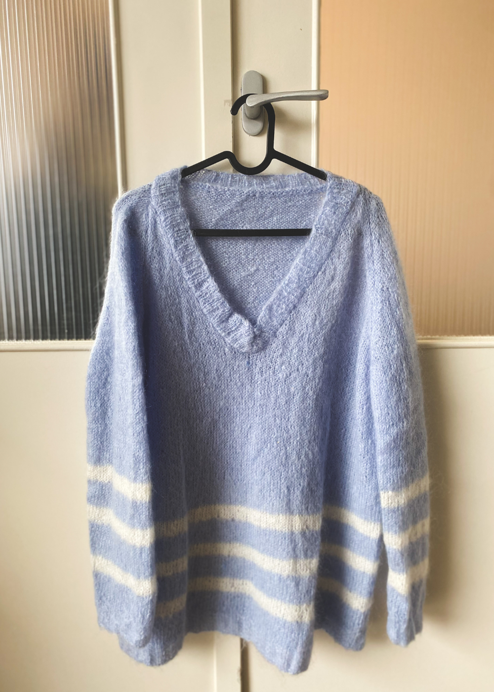 Lichtblauwe mohair trui - maat XL