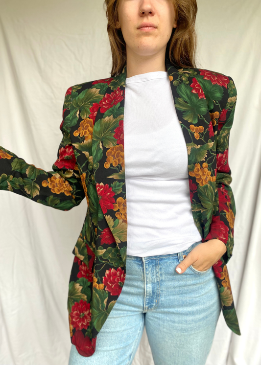 Dames bloemen blazer - maat L