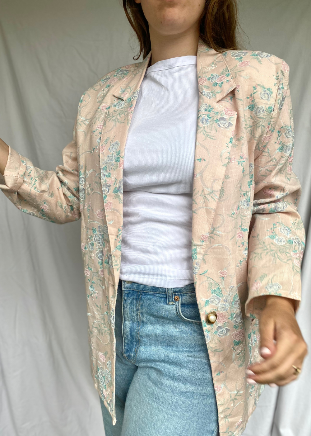 Linnen bloemen blazer - maat L/XL