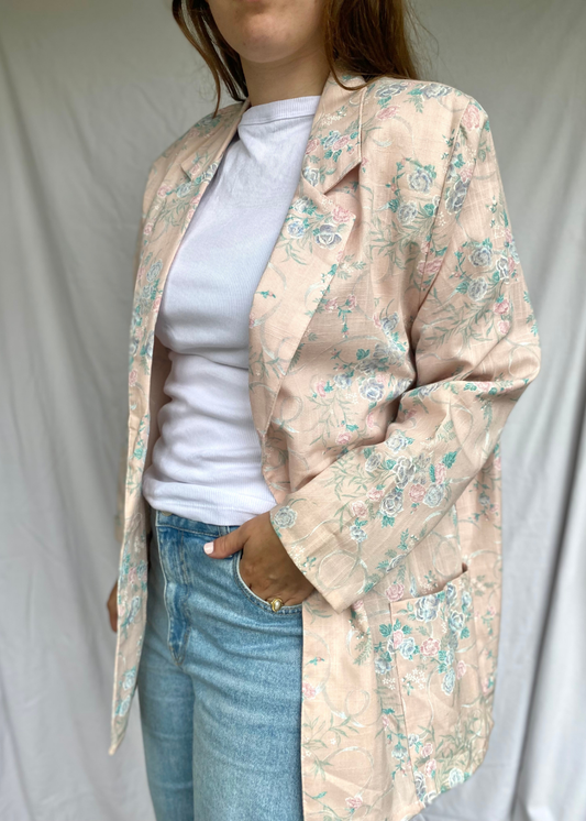 Linnen bloemen blazer - maat L/XL