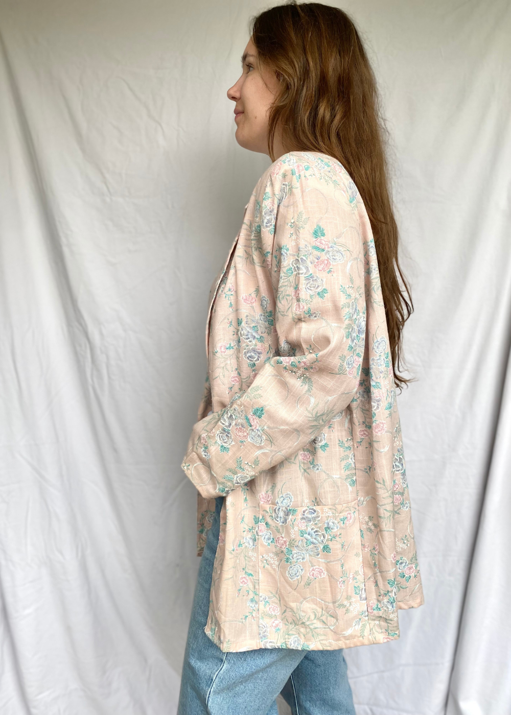Linnen bloemen blazer - maat L/XL
