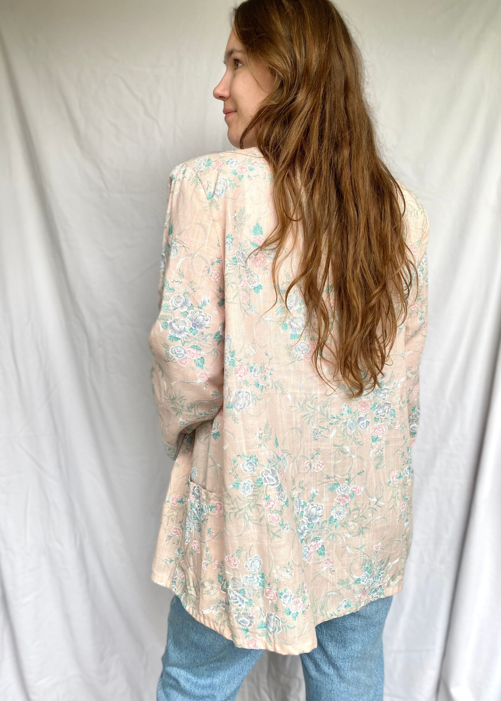 Linnen bloemen blazer - maat L/XL