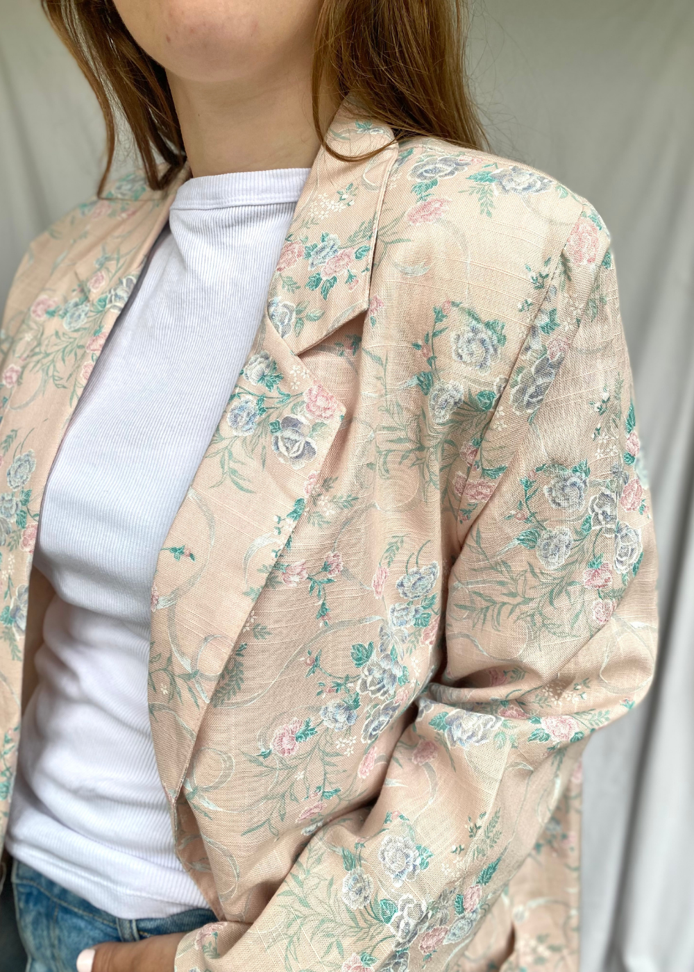 Linnen bloemen blazer - maat L/XL