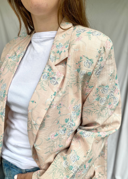 Linnen bloemen blazer - maat L/XL