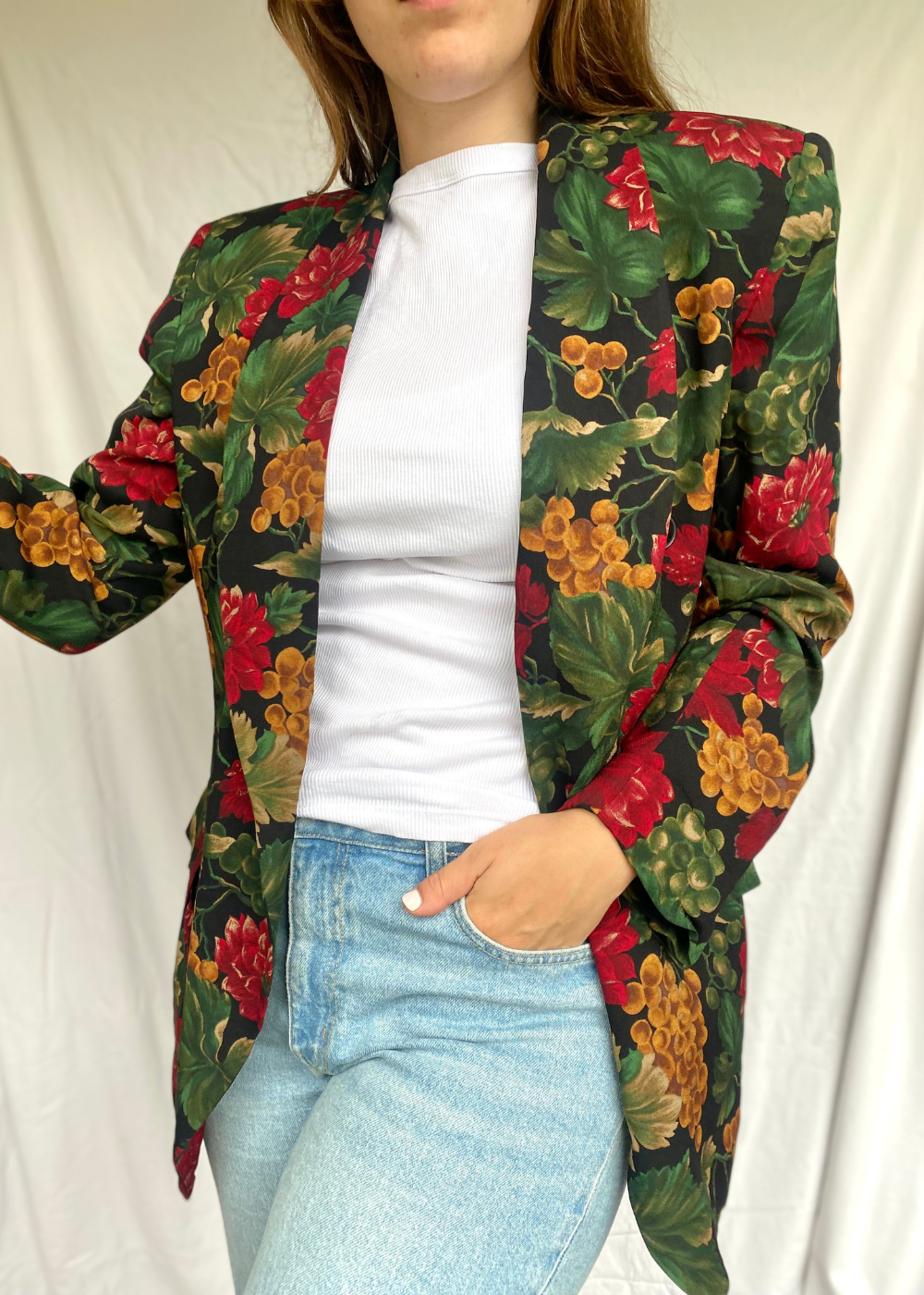 Dames bloemen blazer - maat L