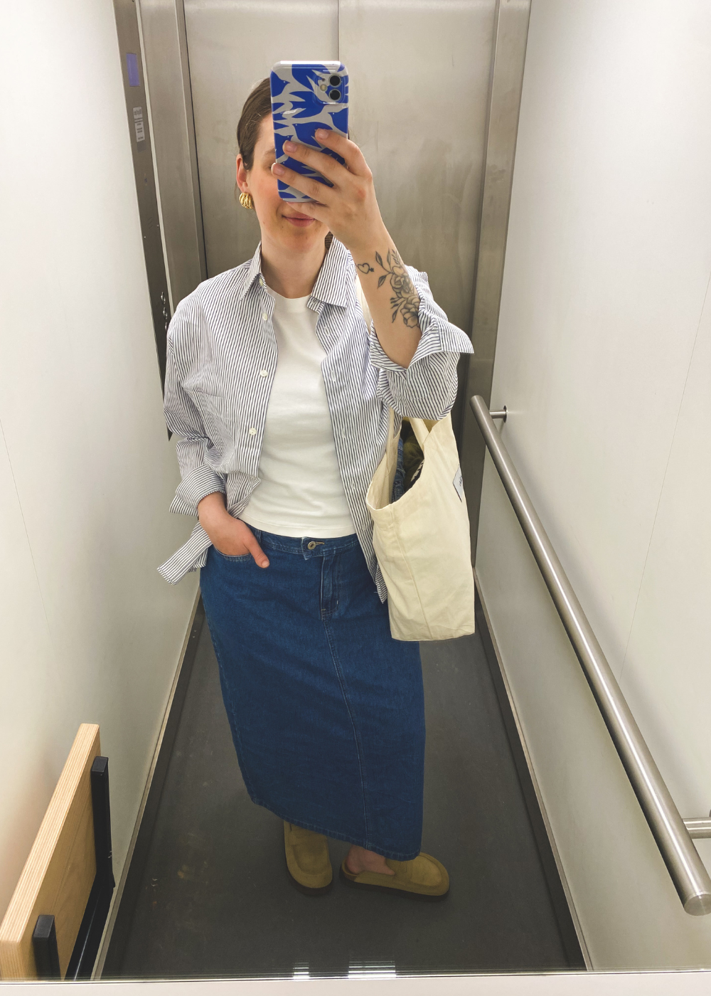 Mid-waisted spijker rok - maat L