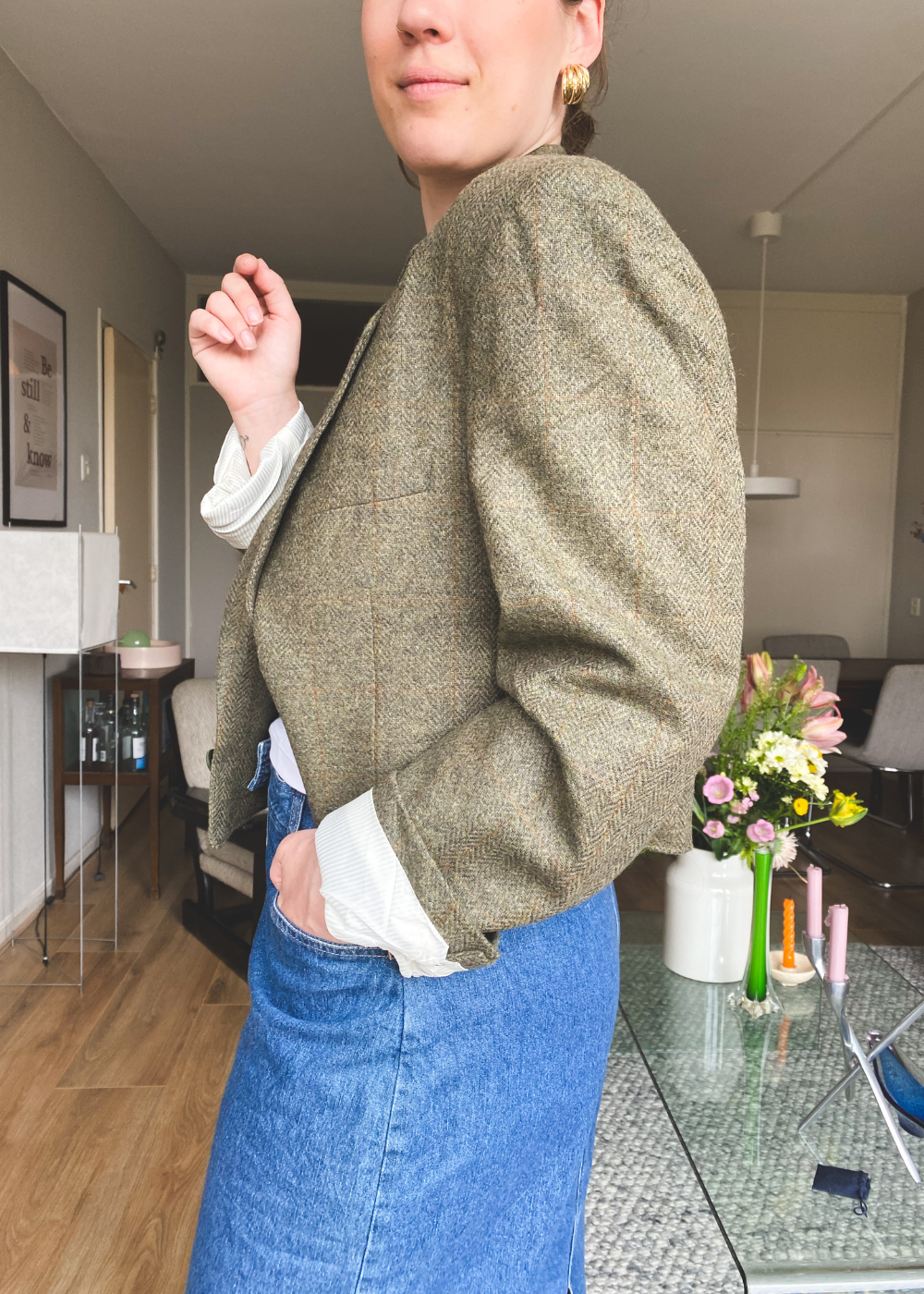 Remade groene blazer - maat L/XL