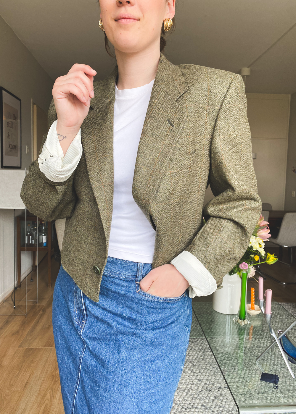 Remade groene blazer - maat L/XL