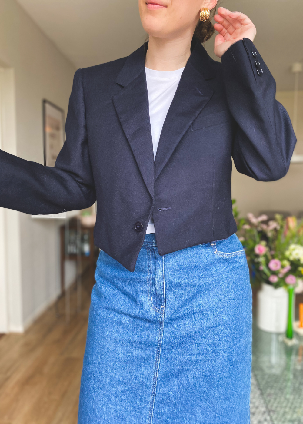 Donkerblauwe Remade blazer - maat M/L