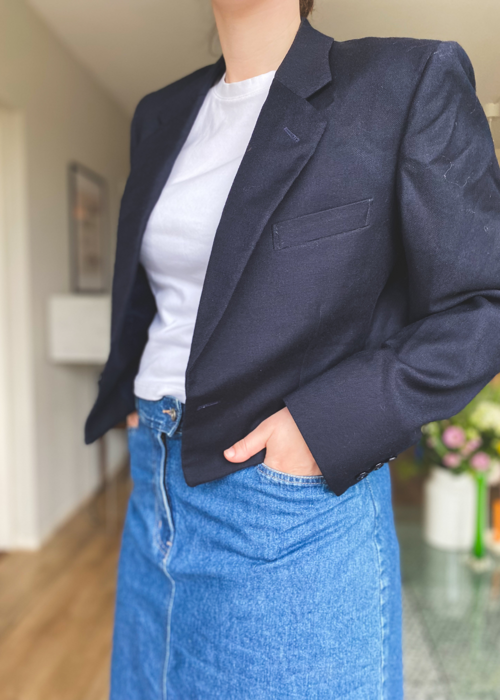 Donkerblauwe Remade blazer - maat M/L