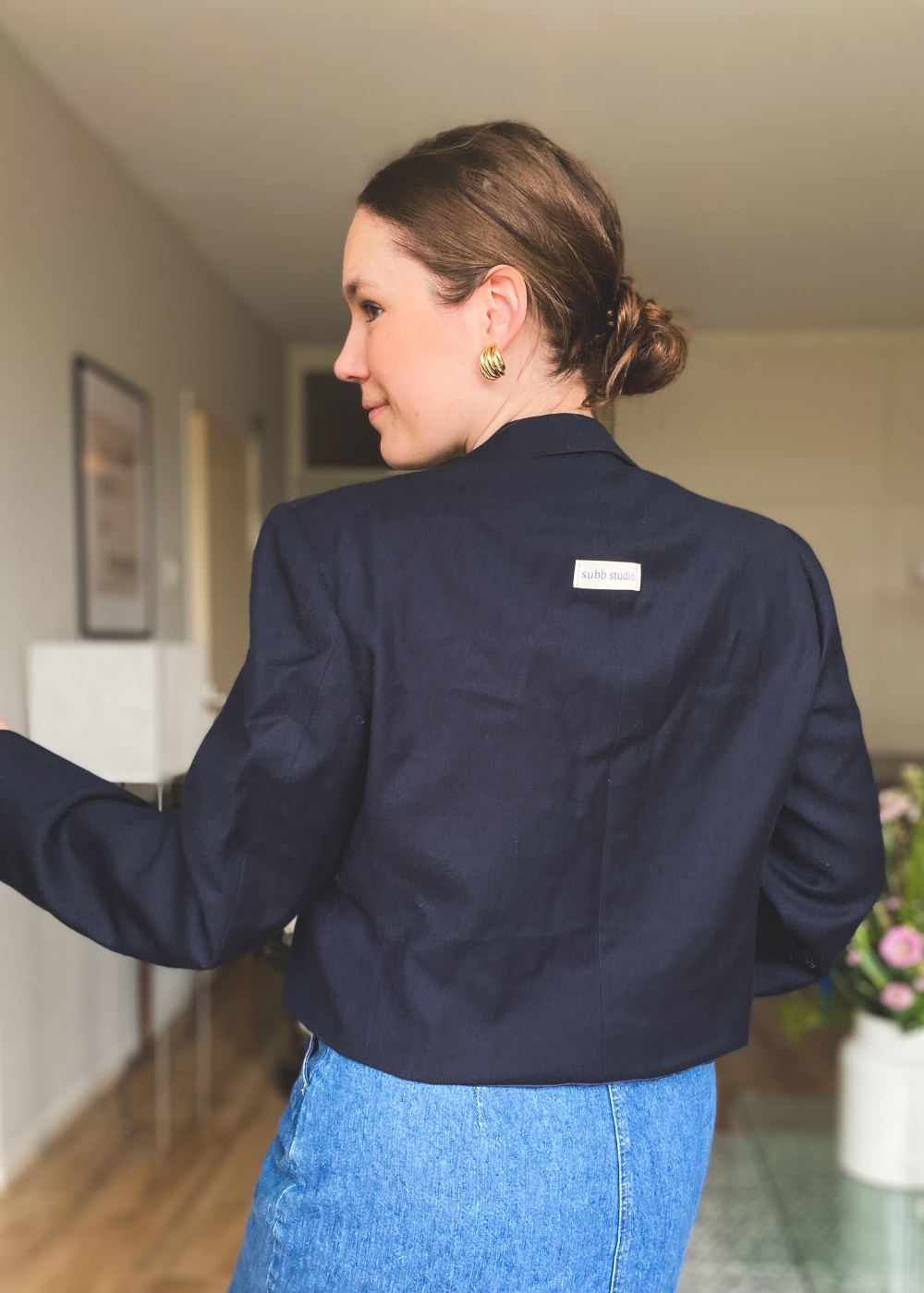 Donkerblauwe Remade blazer - maat M/L