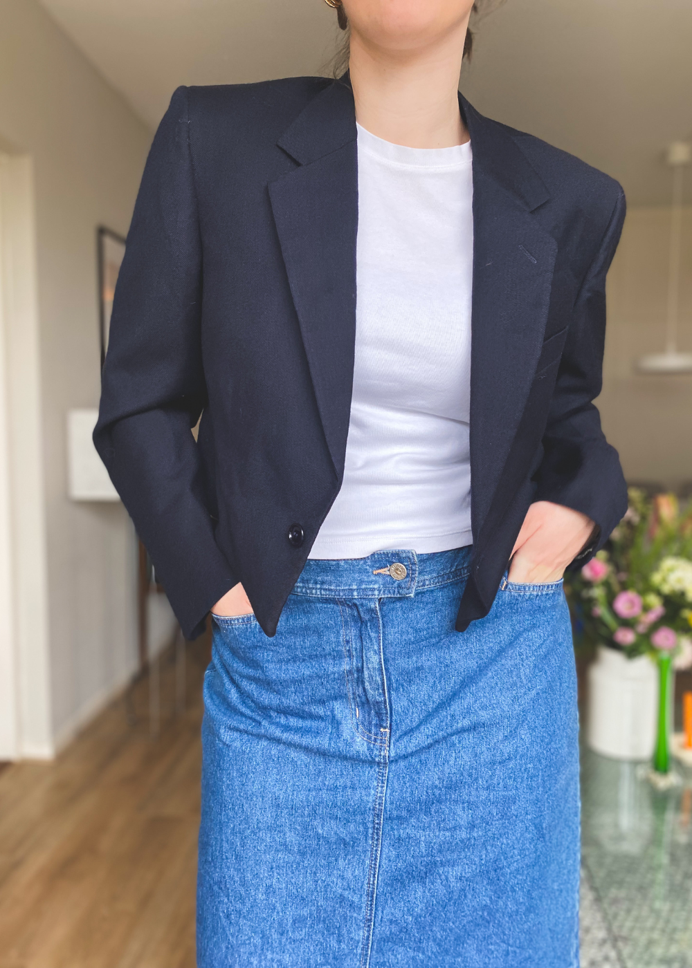 Donkerblauwe Remade blazer - maat M/L