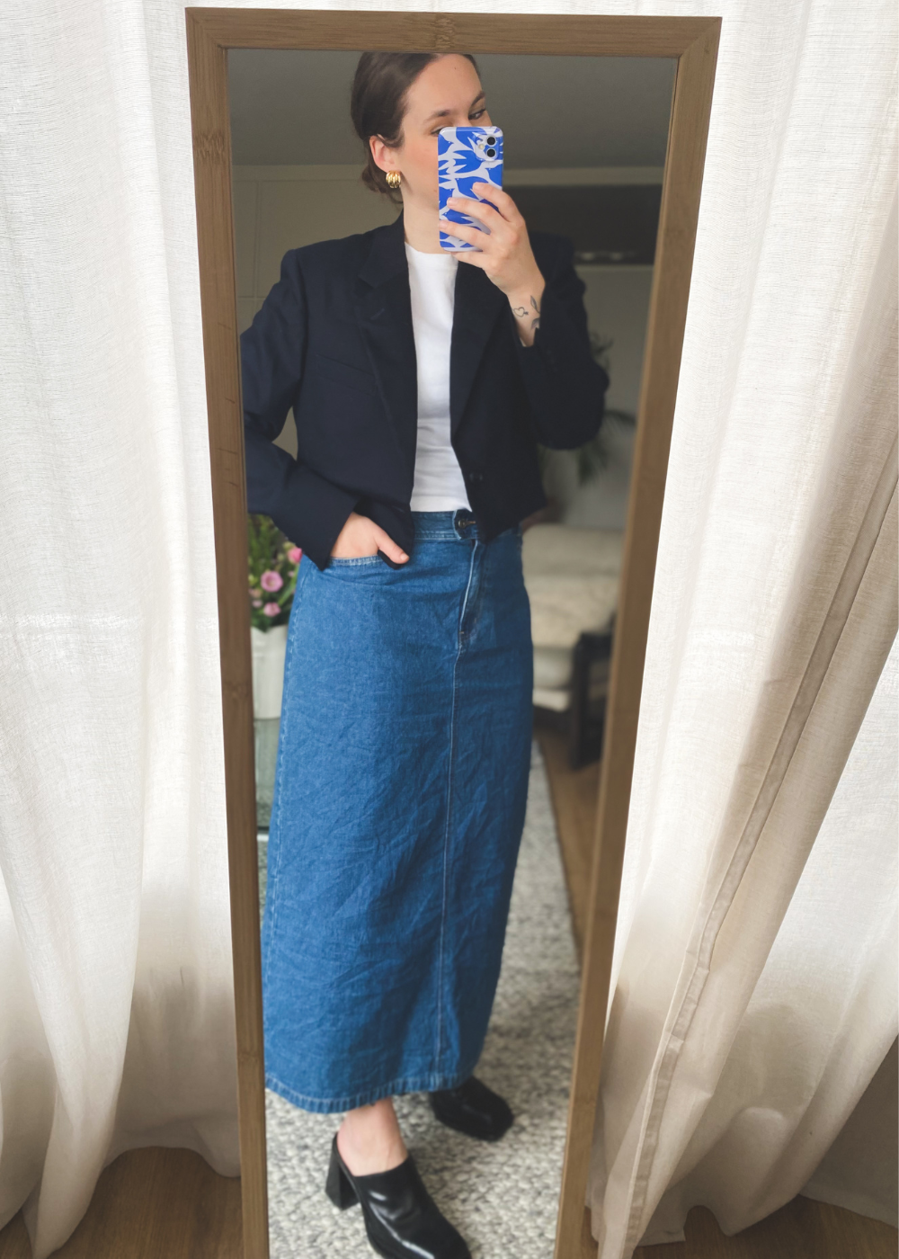 Mid-waisted spijker rok - maat L