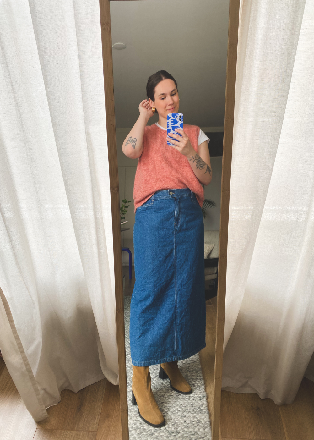 Mid-waisted spijker rok - maat L