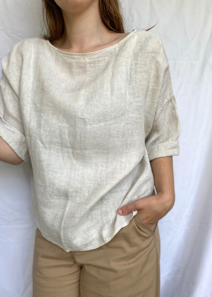Beige linnen top - maat XL/XXL