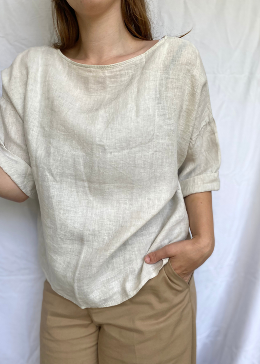 Beige linnen top - maat XL/XXL