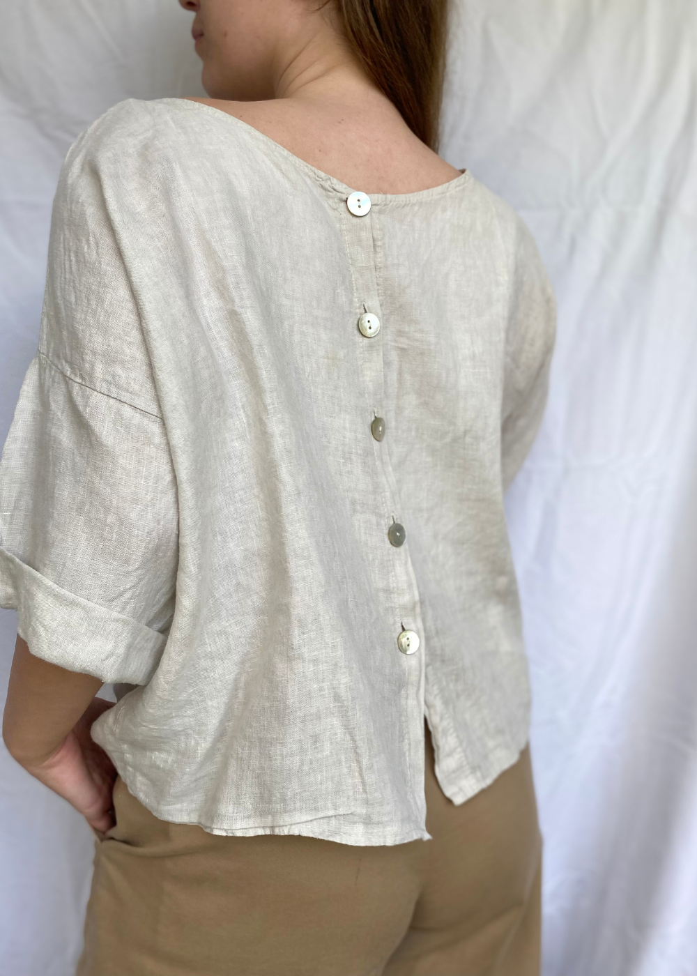 Beige linnen top - maat XL/XXL