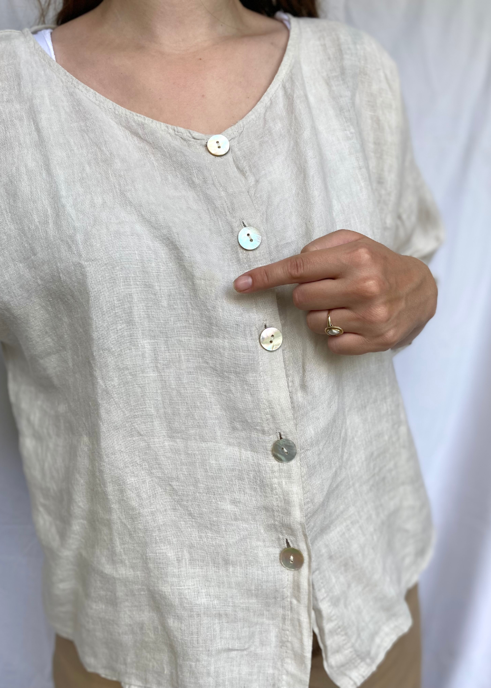 Beige linnen top - maat XL/XXL