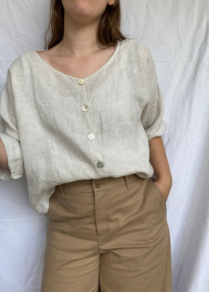 Beige linnen top - maat XL/XXL