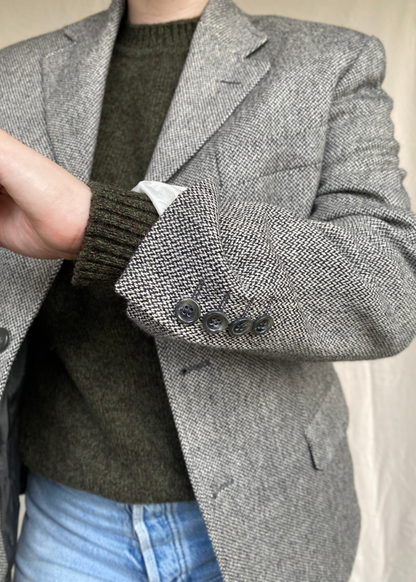 Zwart-witte wollen blazer - maat M/L