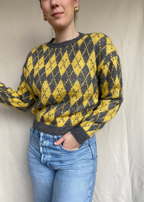 Grijs met gele ruit - maat M/L