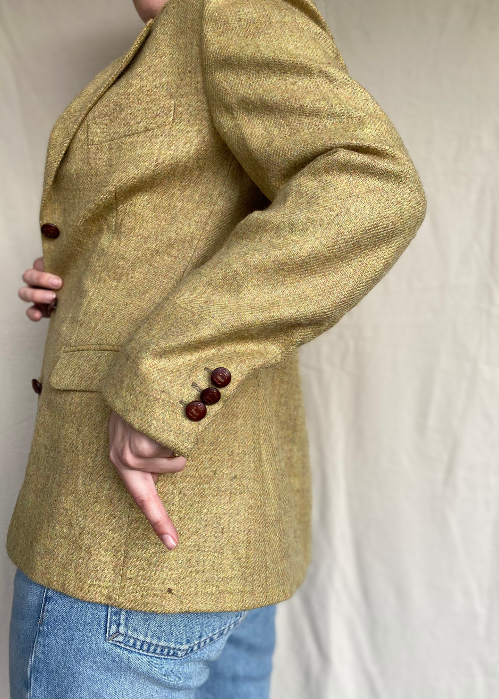 Mosterdgele lana wollen blazer - maat M