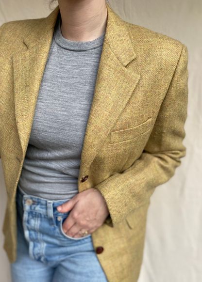 Mosterdgele lana wollen blazer - maat M