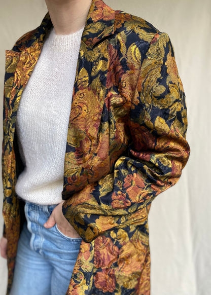 Glimmende blazer met bloemenprint - maat L/XL
