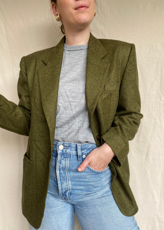 Donkergroene wollen blazer - maat M/L