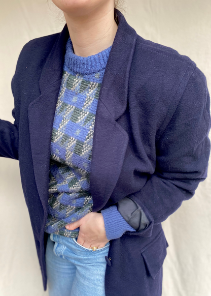 Donkerblauwe wollen blazer - maat M/L