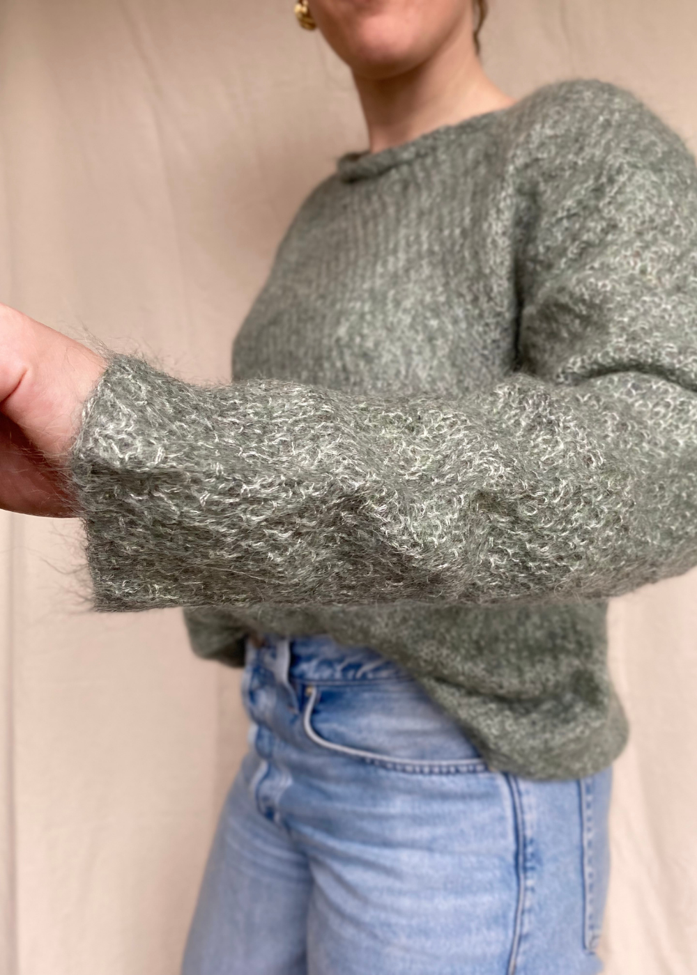 Lichtblauwe mohair trui - maat L/XL