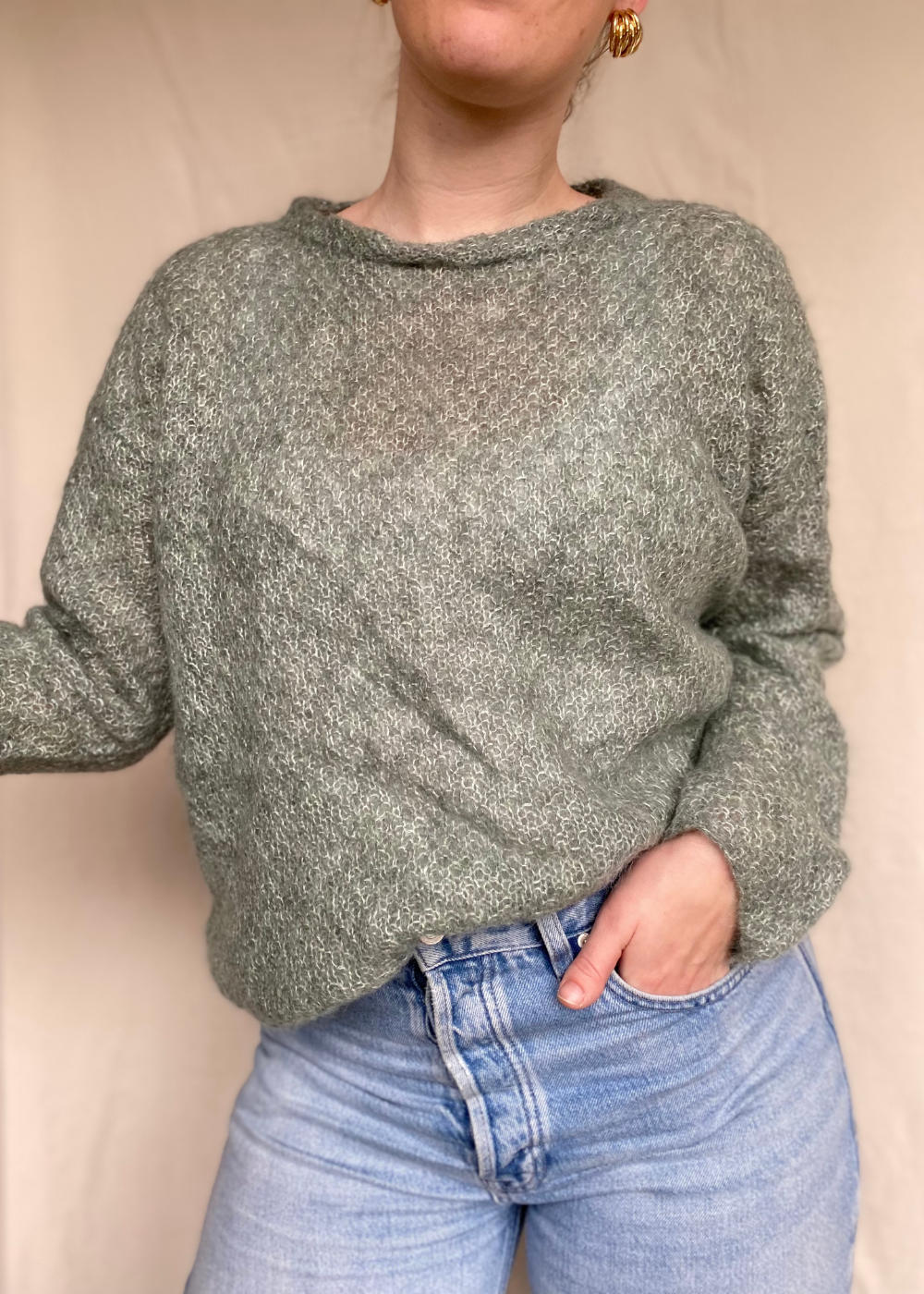 Lichtblauwe mohair trui - maat L/XL