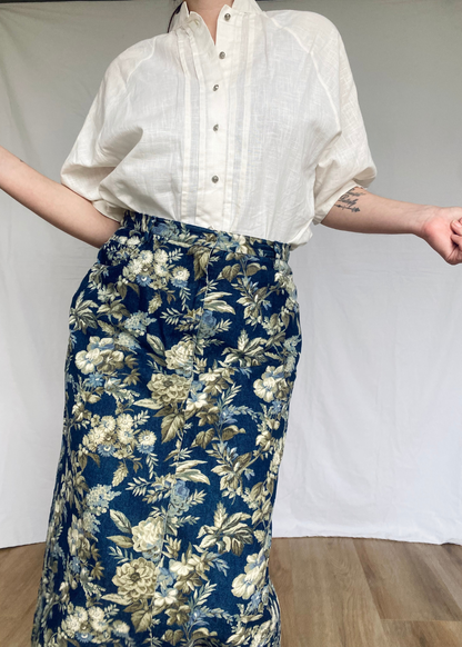 Bloemen denim rok - l/xl