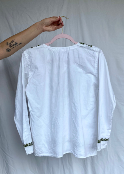 Geborduurde dames blouse met groen - maat S/M