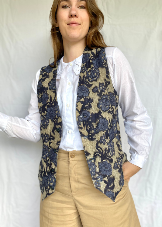 Dames katoenen bloemen gilet - maat M/L