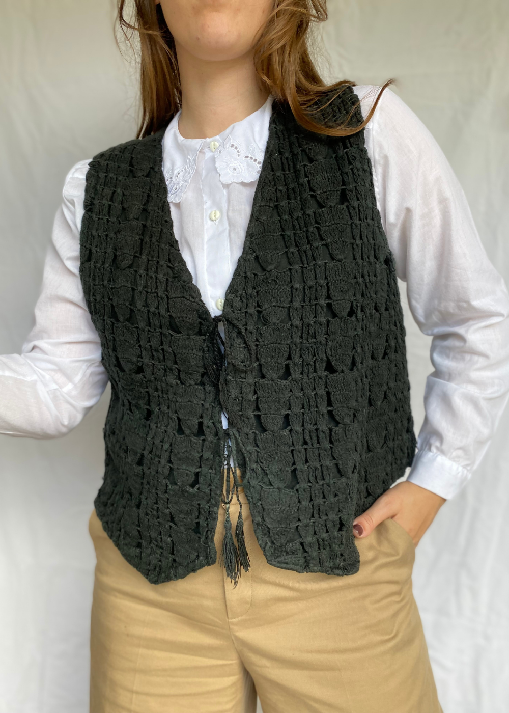 Zwart boho style dames gilet - maat S tot L