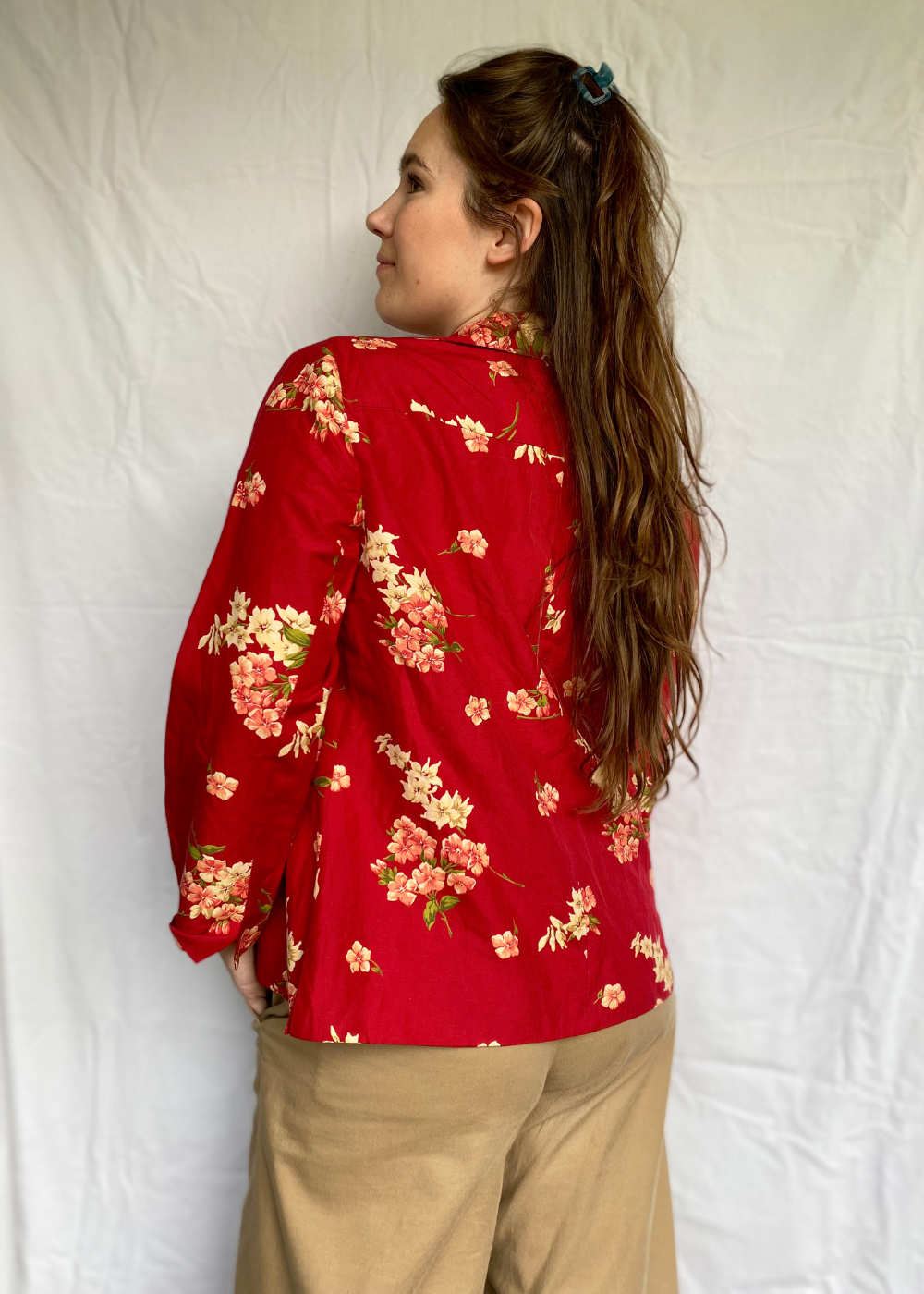 Rode dames viscose jacket - maat M/L