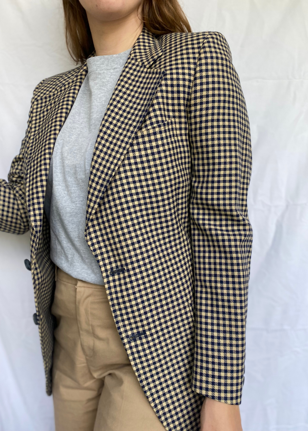 Katoenen geruiten dames blazer - maat M