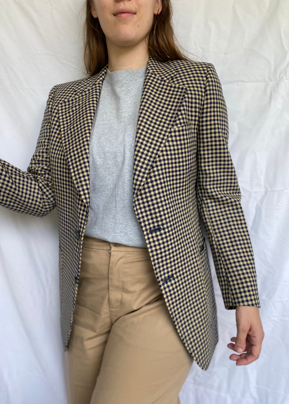 Katoenen geruiten dames blazer - maat M