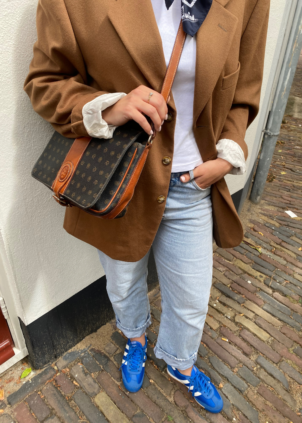 Zwart met bruine details leren tas