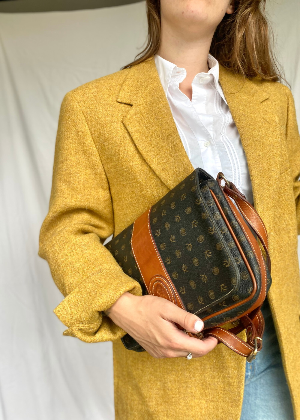 Zwart met bruine details leren tas
