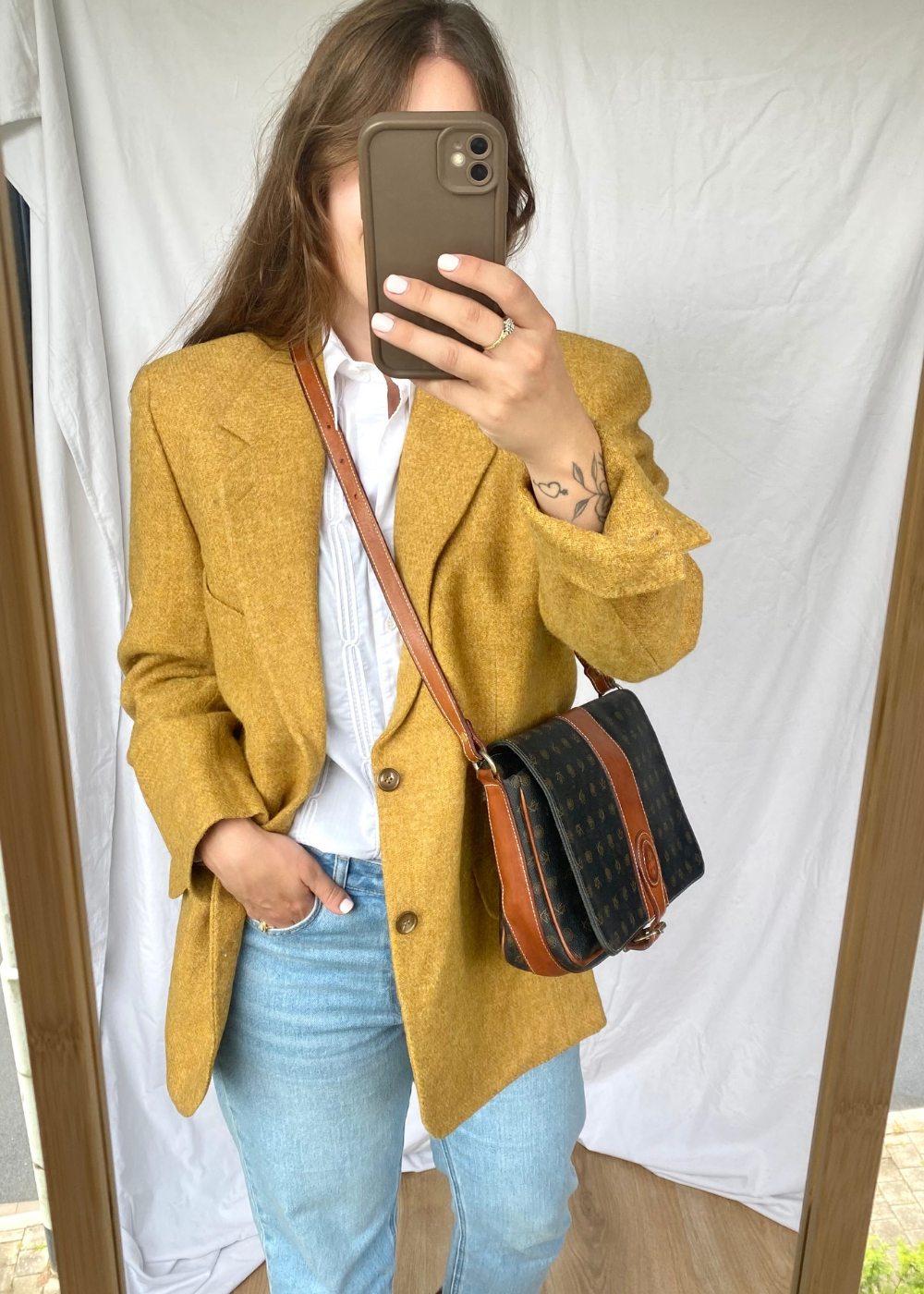 Zwart met bruine details leren tas