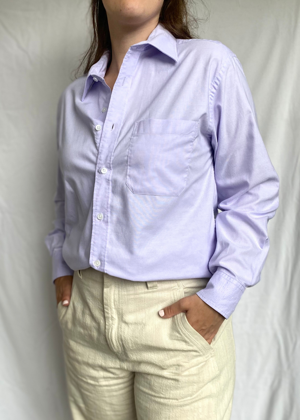 Lila katoenen blouse - maat M/L