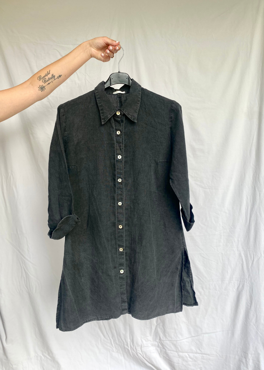 Dames zwarte linnen blouse - maat S/M