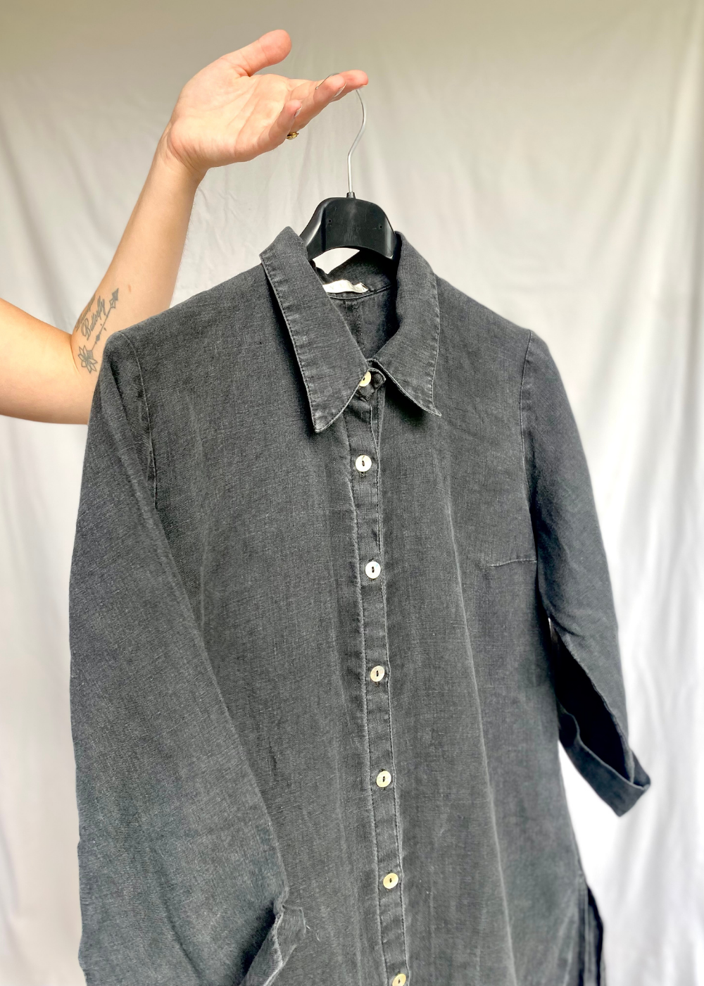 Dames zwarte linnen blouse - maat S/M