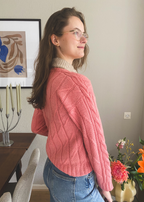 Roze kabeltrui - maat XS/S