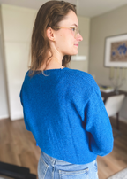 Blauwe handgemaakte trui - maat S/M